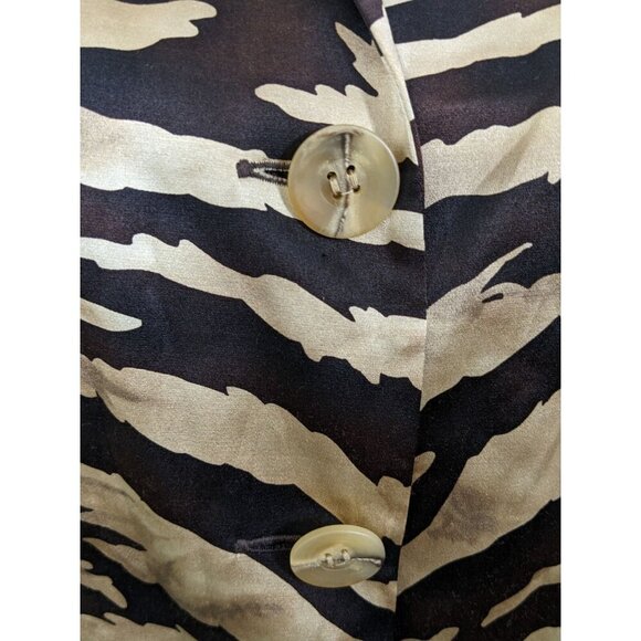 Vintage Talbots Silk Blend Blouse Womens 10 Brown Animal Print Long Sleeve Crop - Picture 6 of 8